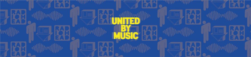 Postkaartbinder muziek blauw